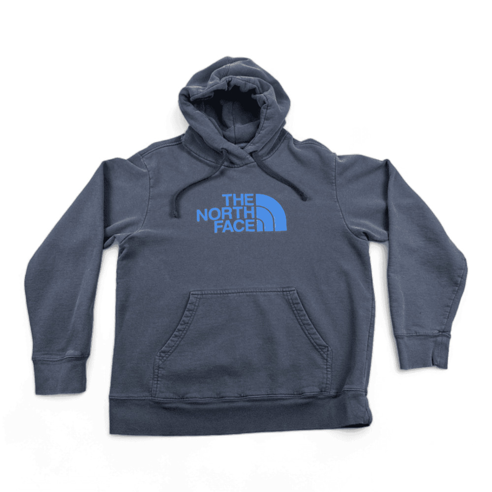 North Face Sweater Adult MEDIUM Blue Spell Out Hoodie Pullover Outdoor